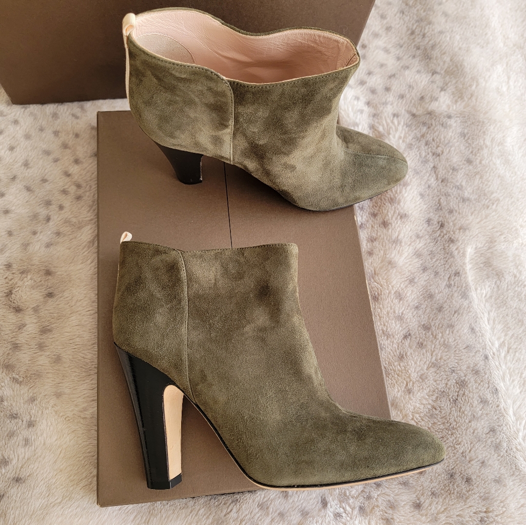 Sjp By Sarah Jessica Parker Serge Ankle Bootie In Olive Green Suede, 6.5
